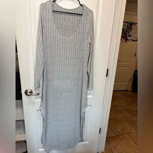 NWOT SHEIN CURVE Size 3XL Gray Ribbed Long Sleeve Lightweight Dress